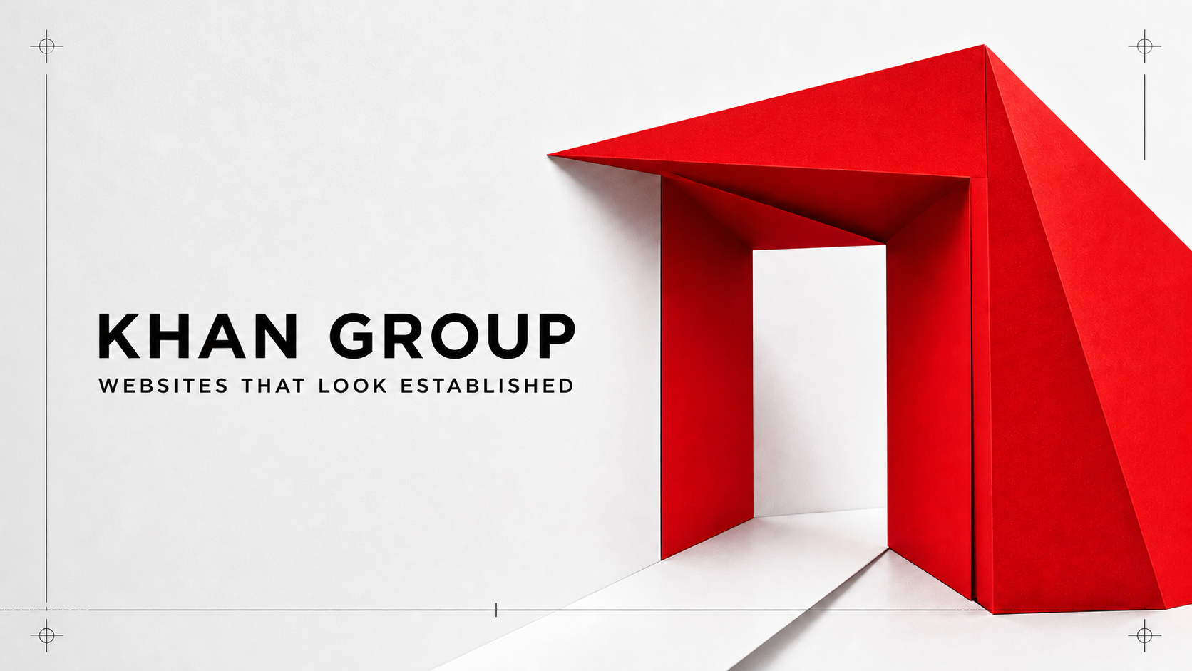 Khan Group red folded-paper brand artwork
